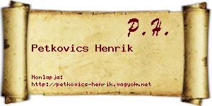 Petkovics Henrik névjegykártya